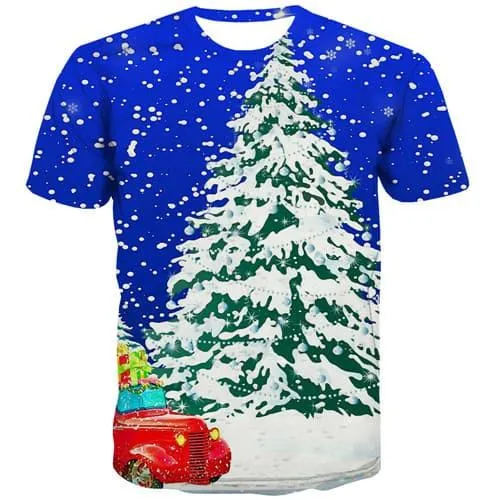 Christmas Tree T-shirt Men Christmas Tshirt Anime Snow T-shirts 3d Harajuku Shirt Print Funny Tshirts Casual Short Sleeve summer