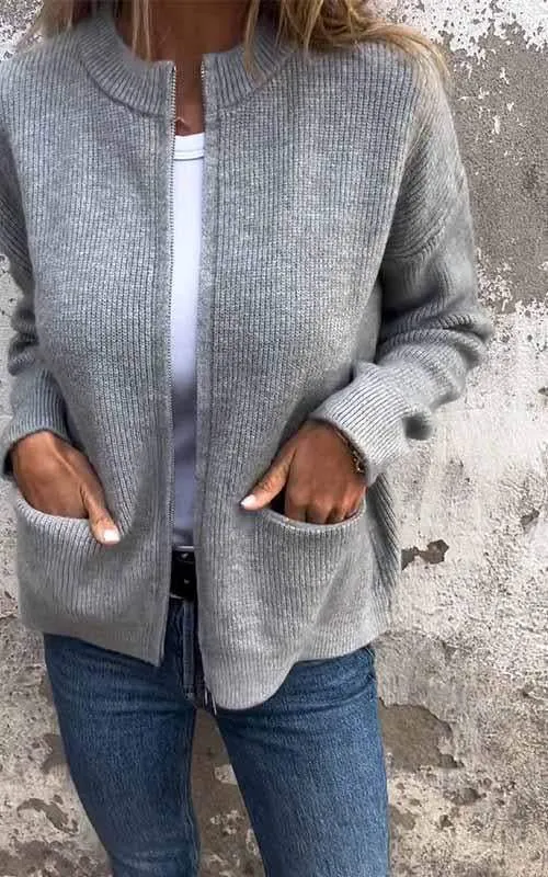 Cotton Zip Knit Jacket