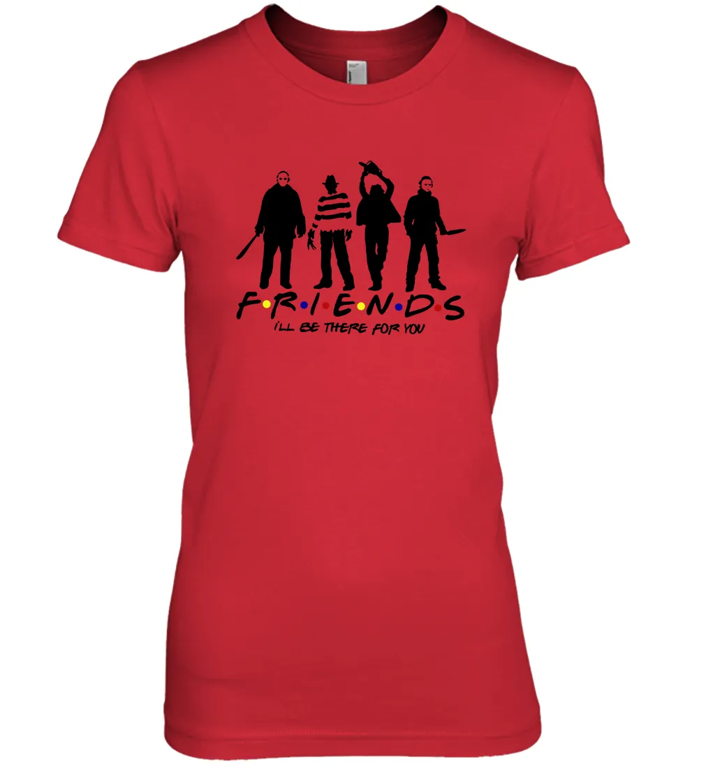 Horror Friends Jason Voorhees Freddy Krueger Texas Chain Saw Michael Myers Shirt Women's The Boyfriend Tee