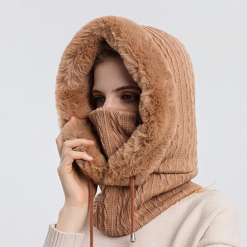LovelyRLovely Women's Winter Thick Plush Hat With Scarf