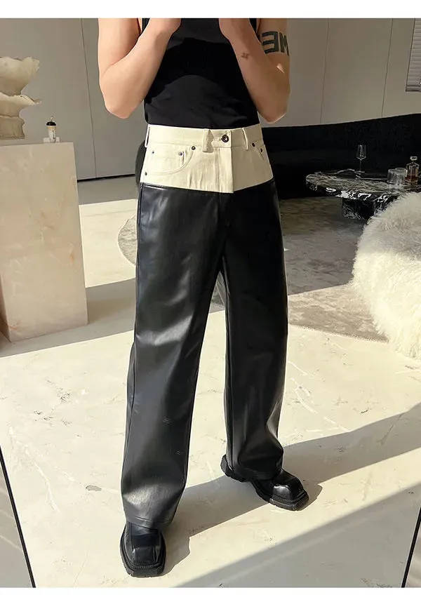 Men's Monochrome Faux Leather Pants