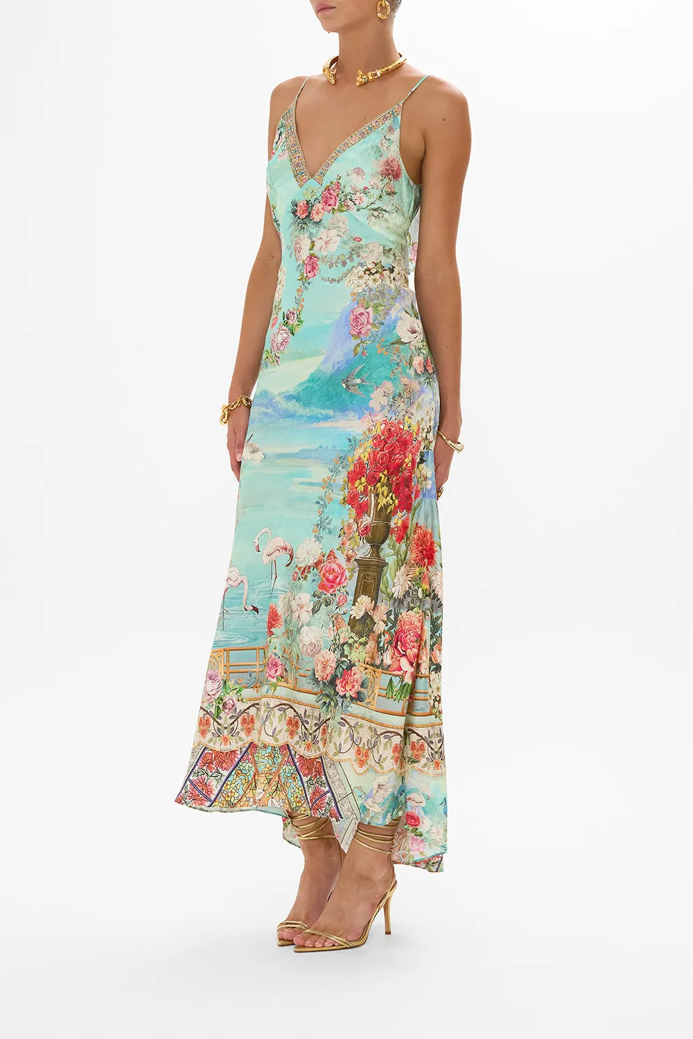 V NECK BIAS SLIP DRESS