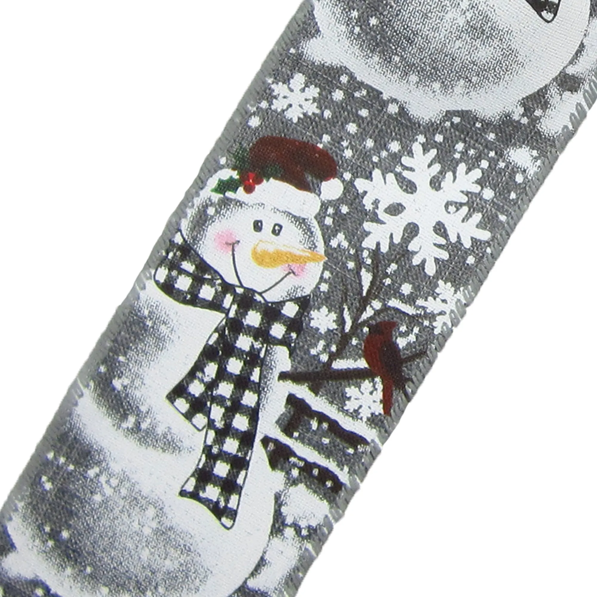 Wired Buffalo Plaid Snowman on Gray Christmas Ribbon (#40-2.5"Wx10Yards)