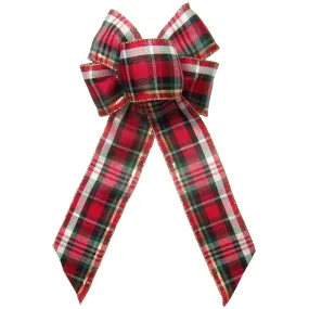 Wired Cranberry Plaid Christmas Bow (2.5"ribbon~6"Wx10"L)