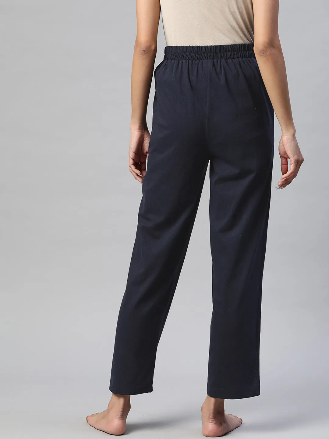 Women Navy Blue Solid Track Pants